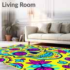 Vibrant Yellow Skull Floral Medallion Rug