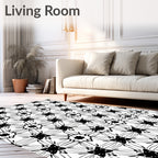 Black and White Geometric Starburst Medallion Rug