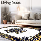 Grand Blue Yellow Floral Medallion Rug