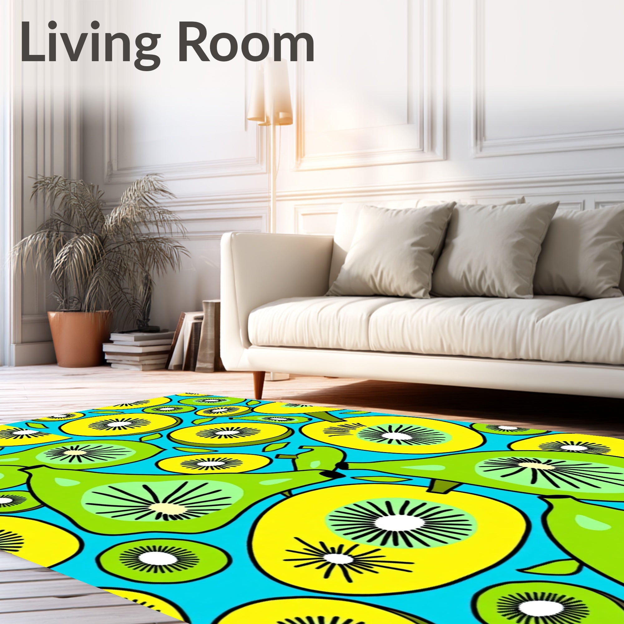 Vibrant Green Yellow Fruit Medley Rug