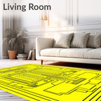 Retro Futuristic Yellow Geometric Architecture Rug