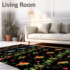 Whimsical Dino Holiday Stripe Rug