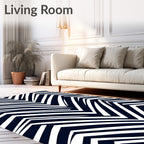 Deep Navy White Jagged Chevron Rug