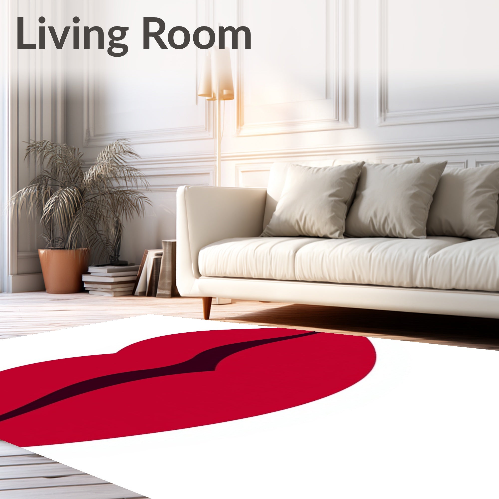 Vibrant Red Kiss Abstract Rug