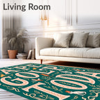 Whimsical Animal Vine Typography Rug