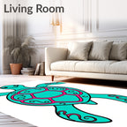 Turquoise Turtle with Pink Swirl Accents Rug