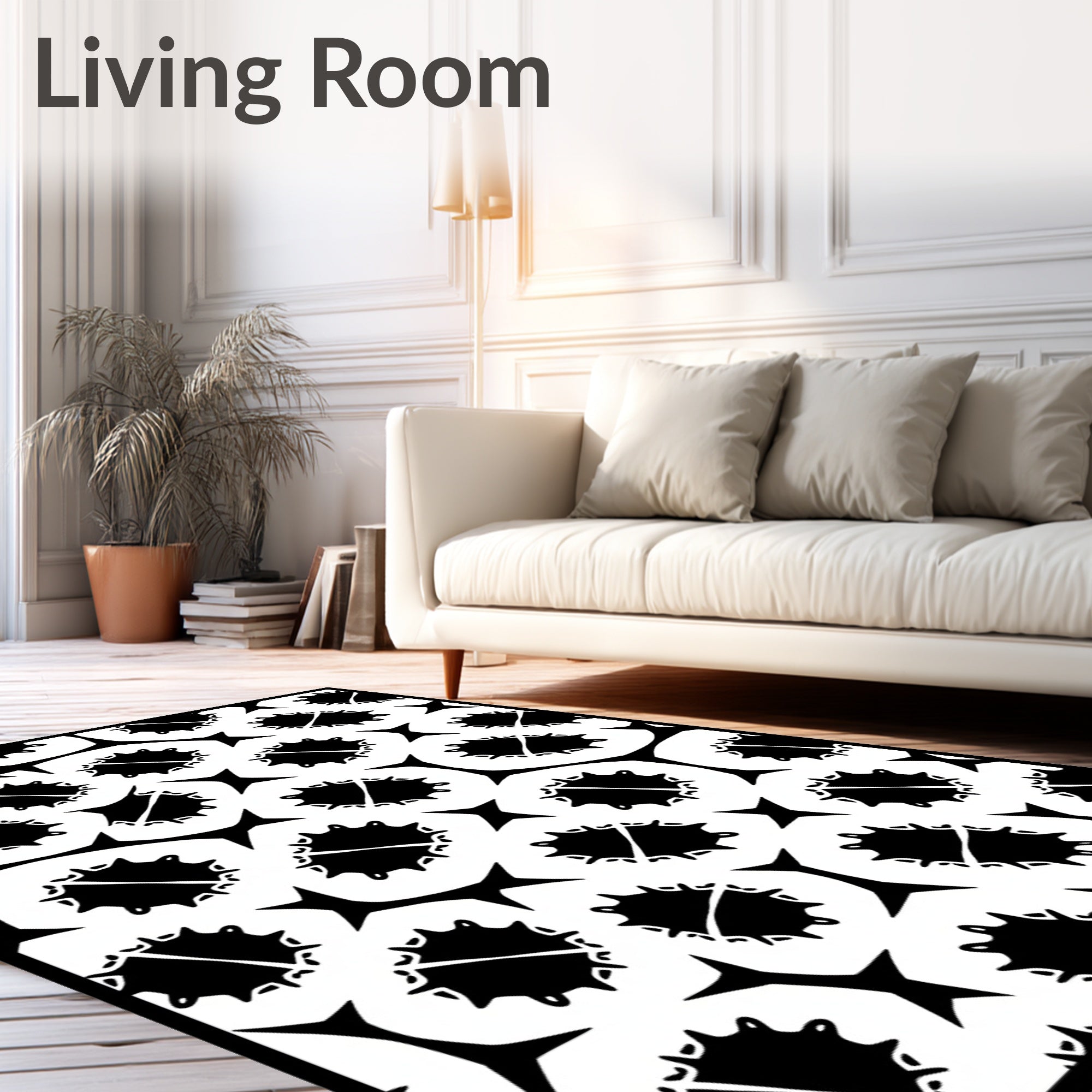 Black Spiky Orb Star Cluster Rug