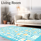 Blue White Alphabet Maze Rug