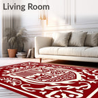 Regal Crimson Cream Heraldic Crest Rug