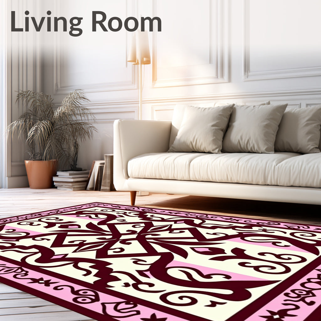 Crimson Cream Interlocking Floral Medallion Rug