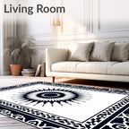 Dark Blue Sunburst Frame Rug
