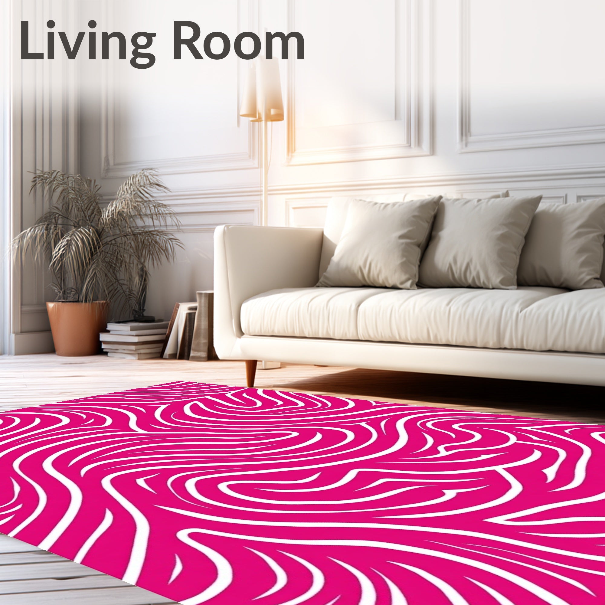 Vibrant Hot Pink Swirl Stripe Rug