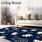 Cream Kittens And Stars Navy Rug