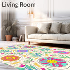 Groovy Floral Sunburst Collage Rug