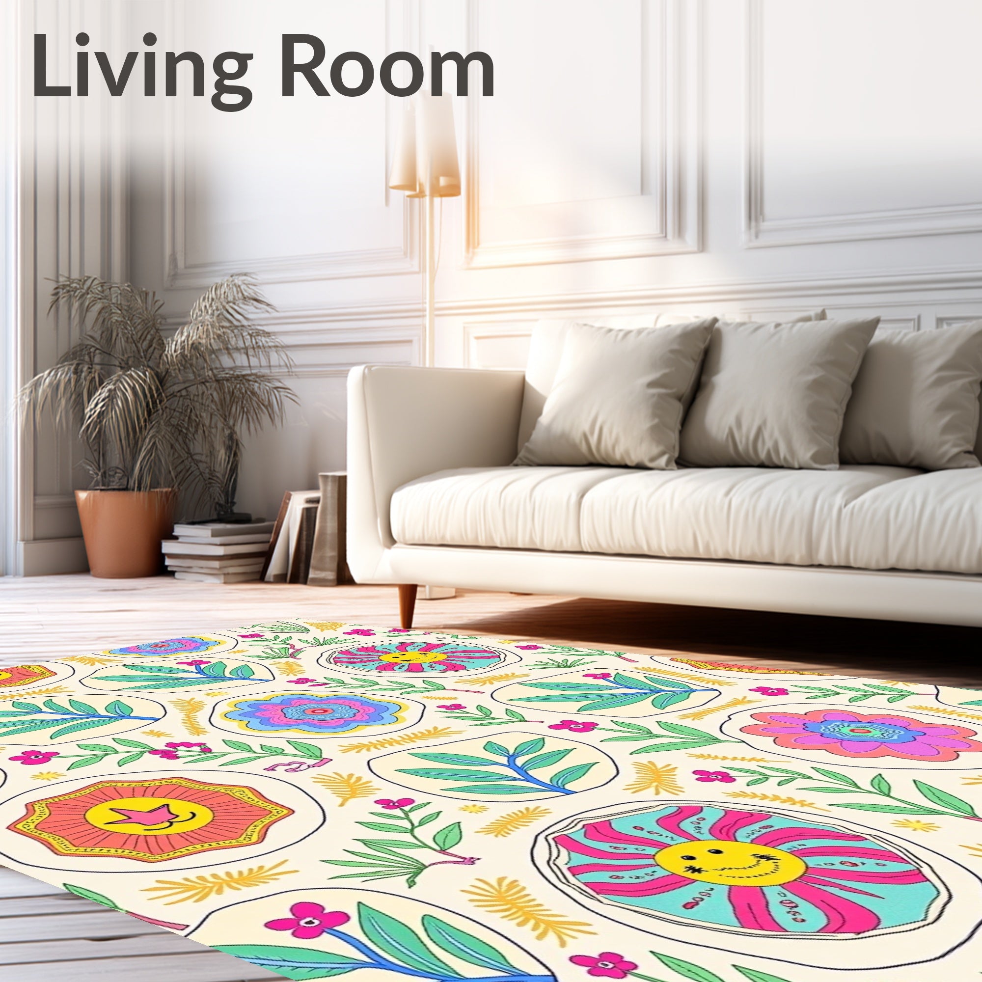 Groovy Floral Sunburst Collage Rug