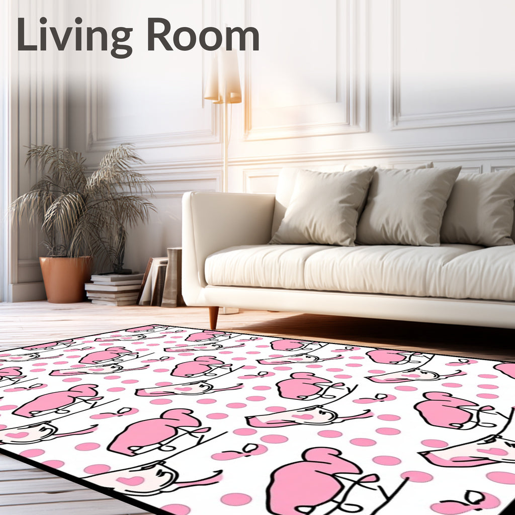 Pink Polka Dot Saddle Whimsy Rug