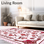 Dark Red Gothic Cranial Rose Arrangement Rug