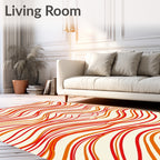 Crimson Orange Swirl Waves Rug