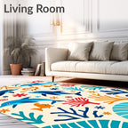 Blue Dolphins Coral Reef Whimsical Rug