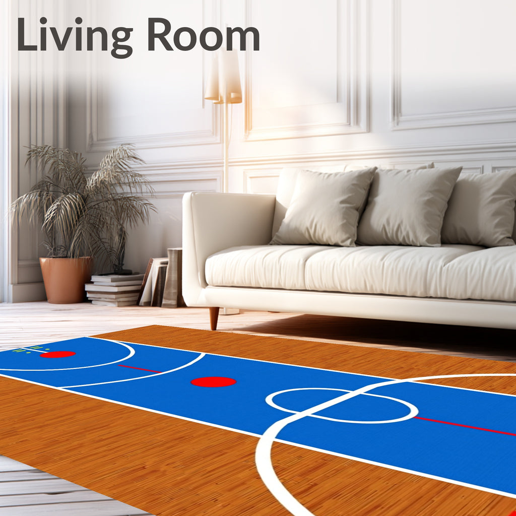 Court Blue Red Abstract Basketball Rug