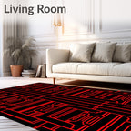 Bold Red Geometric Panels Rug