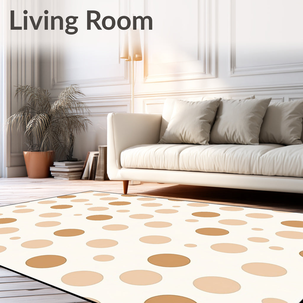 Warm Cream Polka Dot Circle Rug