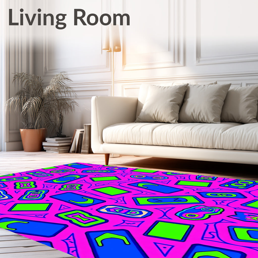 Vibrant Pink Neon Geometric Funky Rug