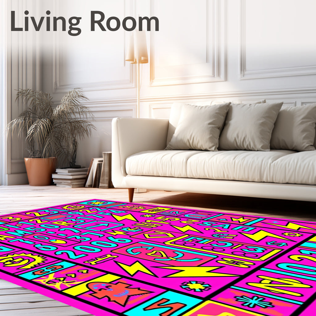 Abstract Neon Geometric Pop Art Rug