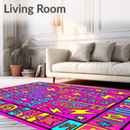 Abstract Neon Geometric Pop Art Rug