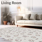 Whimsical Gray Paw Print Floral Rug