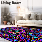 Vibrant Psychedelic Starburst Mandala Rug