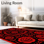 Red Skull Flower Garden Rug