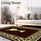 Golden Trophy Medallion Brown Frame Rug