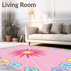 Pink Flower Cloud Alphabet Ray Rug