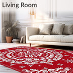 Crimson White Intricate Mandala Rug