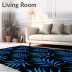 Deep Blue Tropical Foliage Rug