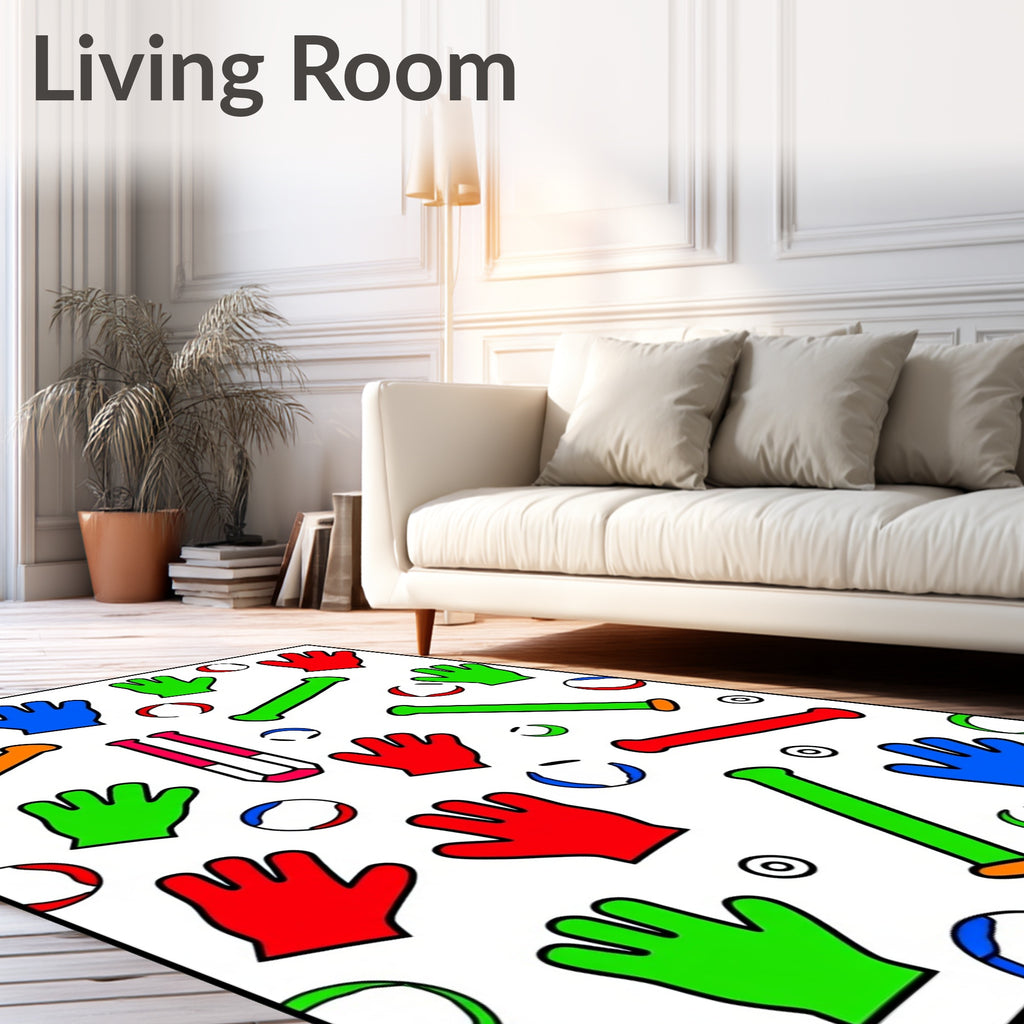 Colorful Mitts and Balls Playful Throw Rug