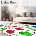 Colorful Mitts and Balls Playful Throw Rug