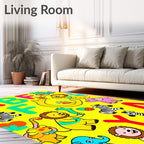 Alphabet Jungle Animals Yellow Cartoon Rug