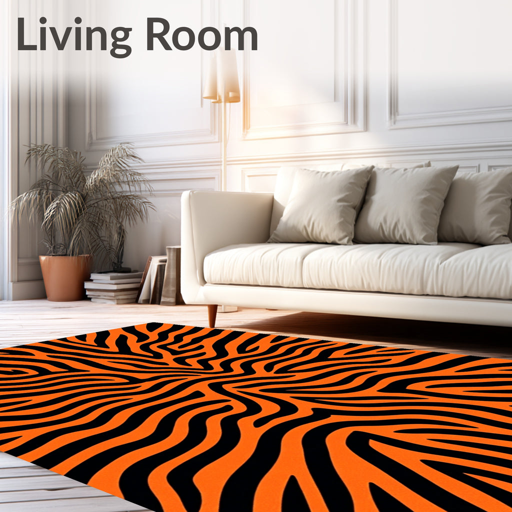 Bold Orange Black Zebra Stripes Rug