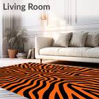 Bold Orange Black Zebra Stripes Rug