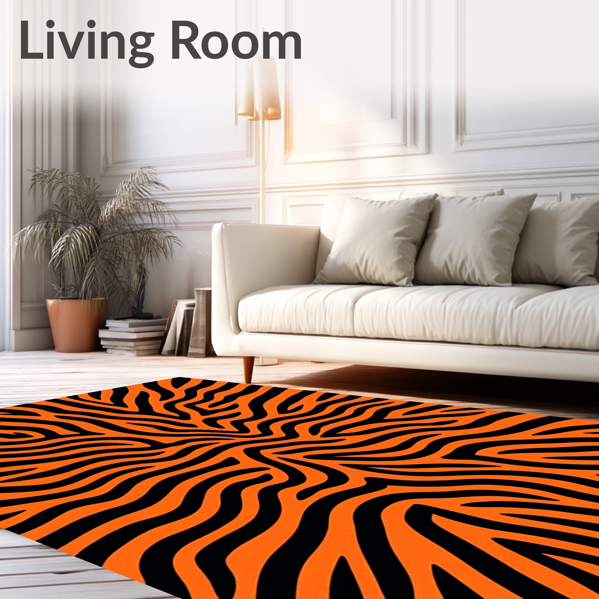 Bold Orange Black Zebra Stripes Rug