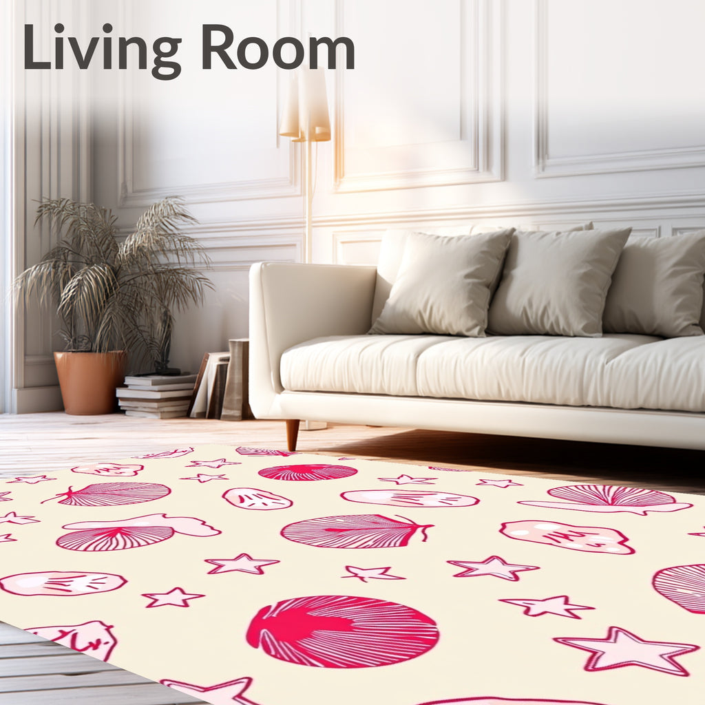 Pink Seashell Star Scatter Rug
