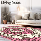 Pink Blossom Mandala Decorative Square Rug
