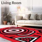 Bold Red Target Abstract Round Rug