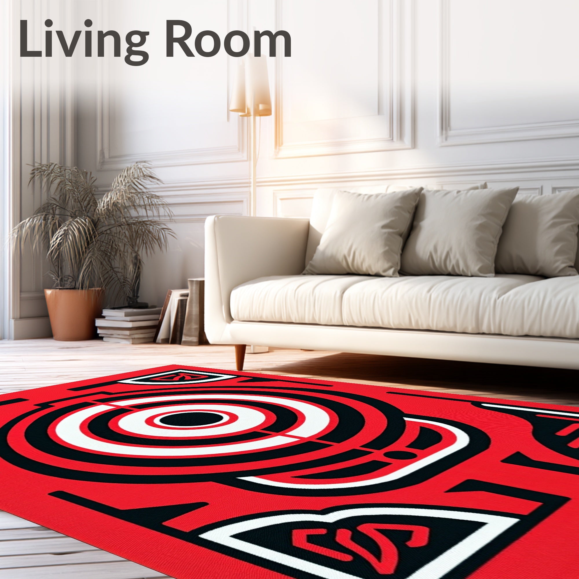 Bold Red Target Abstract Round Rug