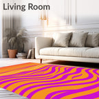 Vibrant Orange and Pink Wavy Stripe Rug