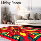Fiery Red Yellow Green Geometric Star Rug