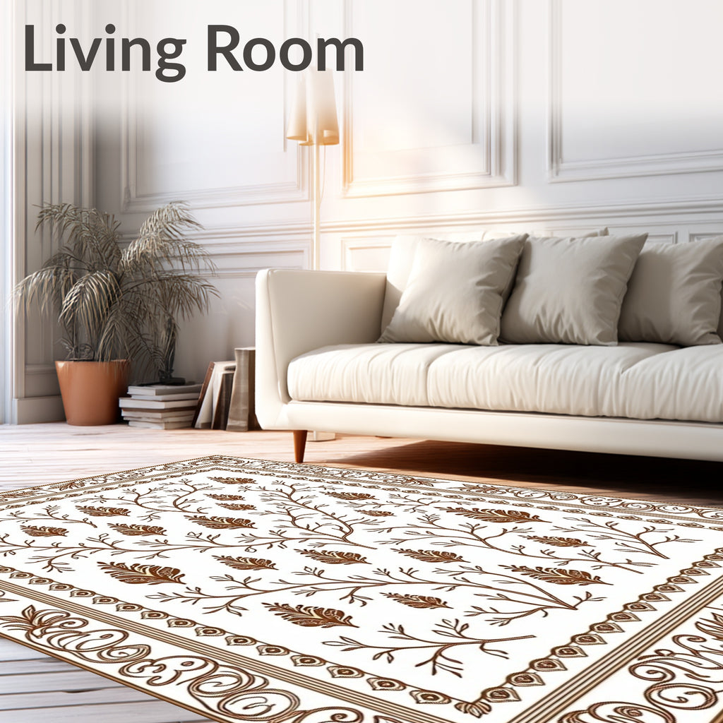 Brown Botanical Branch Medallion Rug