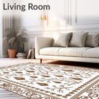 Brown Botanical Branch Medallion Rug